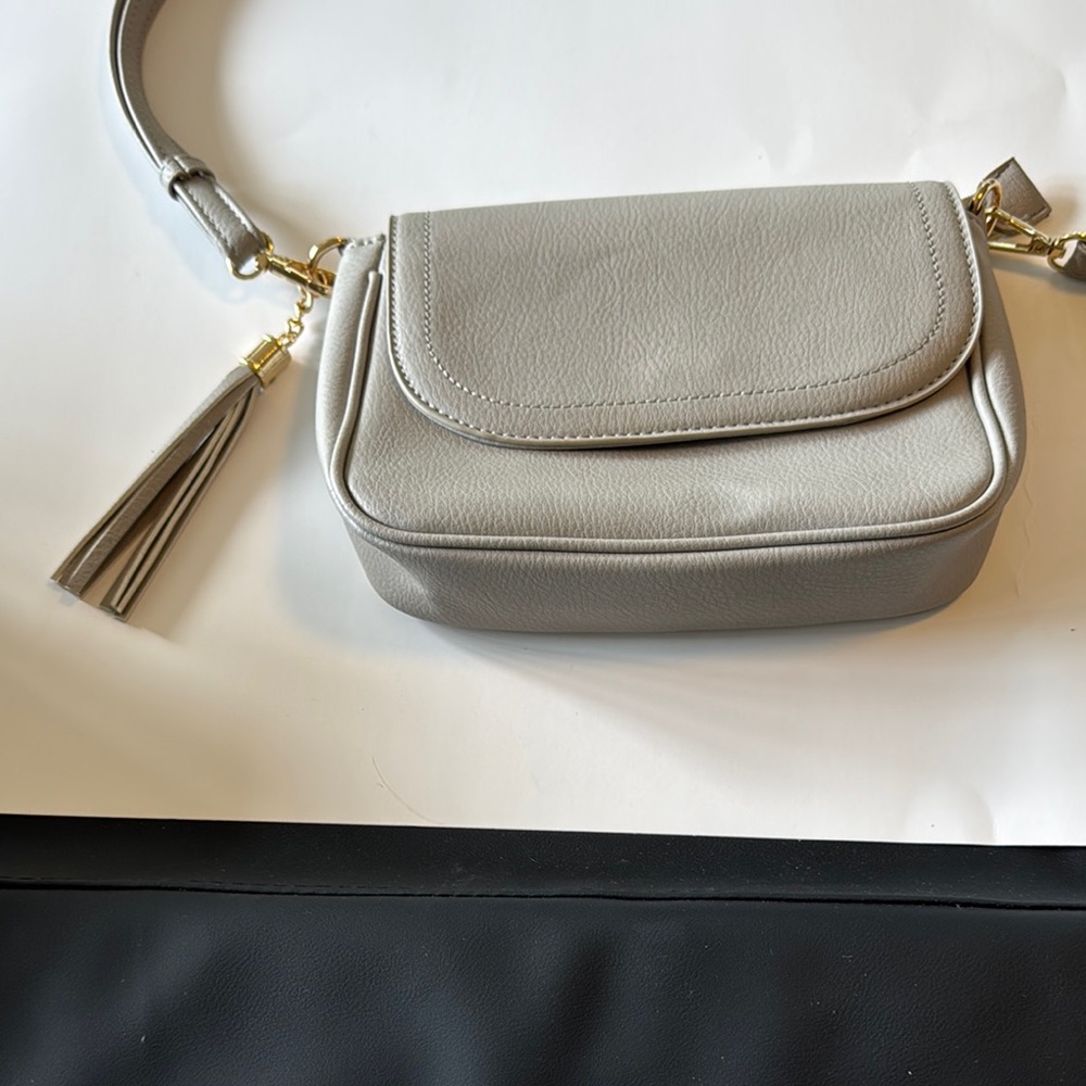 Elegant Gray Leather Women's Bag
